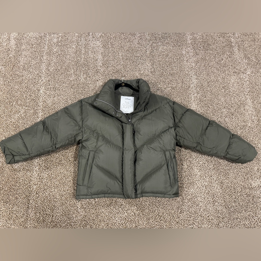 Aritzia Wilfred Olive Green Cloud Puff Jacket
